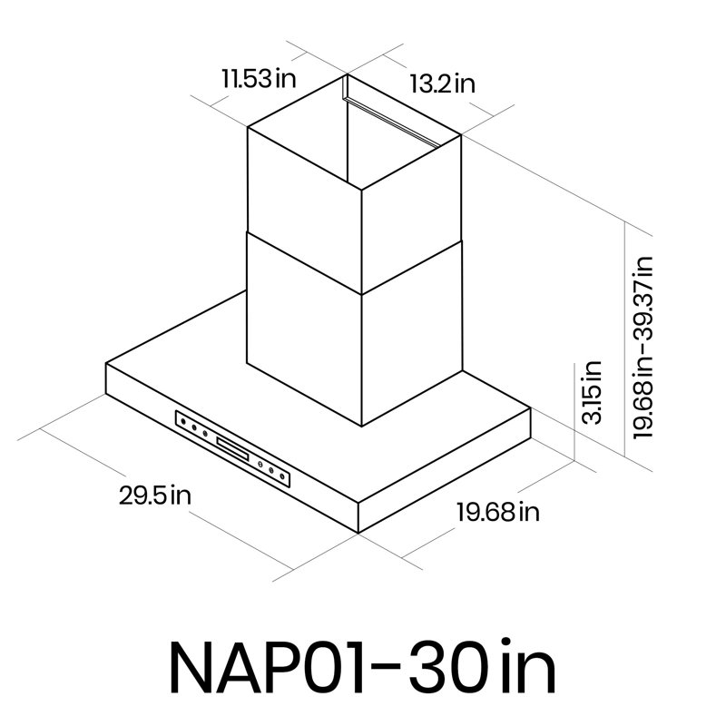 EKON KITCHEN EXPERT 30 Inches 900 Cubic Feet Per Minute CFM Wall Mount